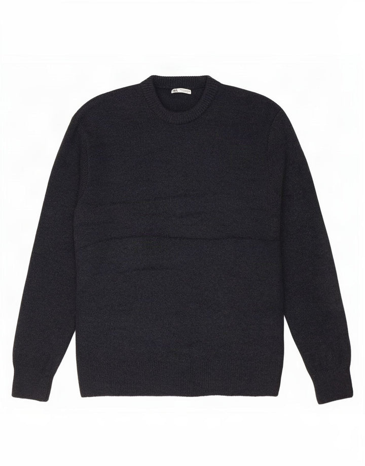 Maglione maglione girocollo da uomo Zara grande in acrilico blu navy