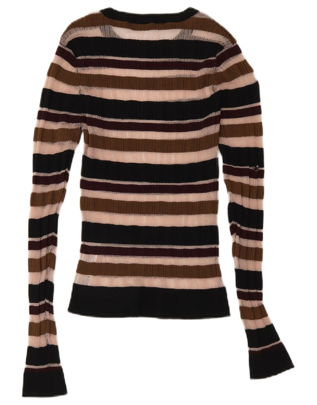 Top Zara da donna a maniche lunghe trasparente UK 8 piccolo a righe multicolore