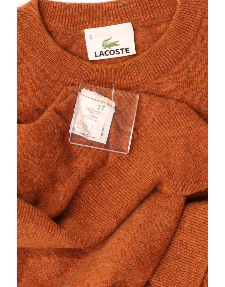 Maglione maglione girocollo da uomo Lacoste taglia 6 XL lana d'agnello marrone