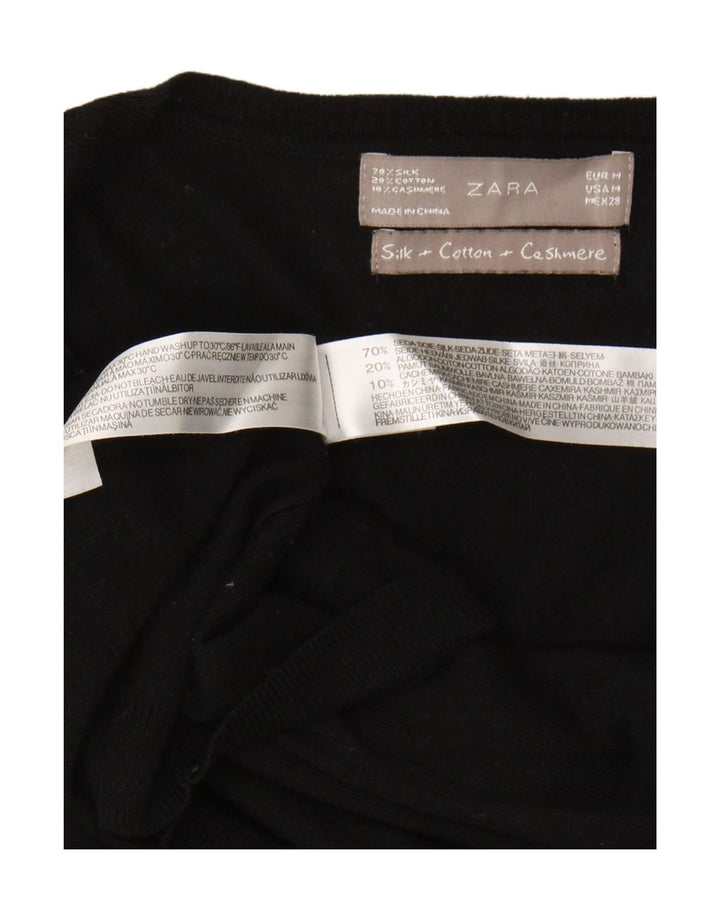 ZARA Womens Cardigan Sweater UK 14 Medium Black Silk Vintage Zara and Second-Hand Zara from Messina Hembry 