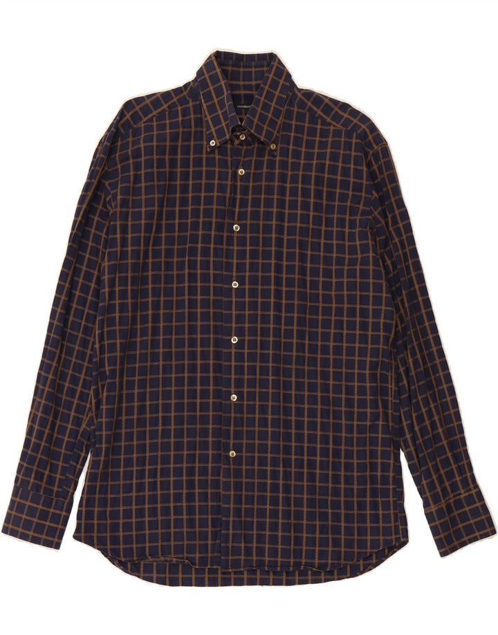 ROCCOBAROCCO Mens Shirt Size 15 1/2 40 Medium Navy Blue Check Cotton Vintage Roccobarocco and Second-Hand Roccobarocco from Messina Hembry 