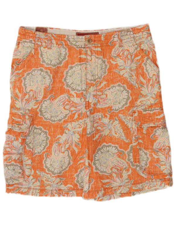 Pantaloncini cargo da uomo Izod W34 Large in cotone floreale arancione