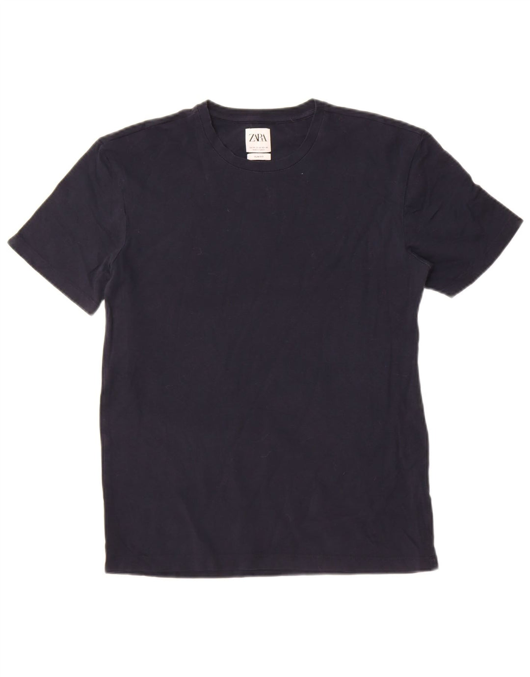T-shirt Zara da uomo slim fit, top in cotone blu navy medio