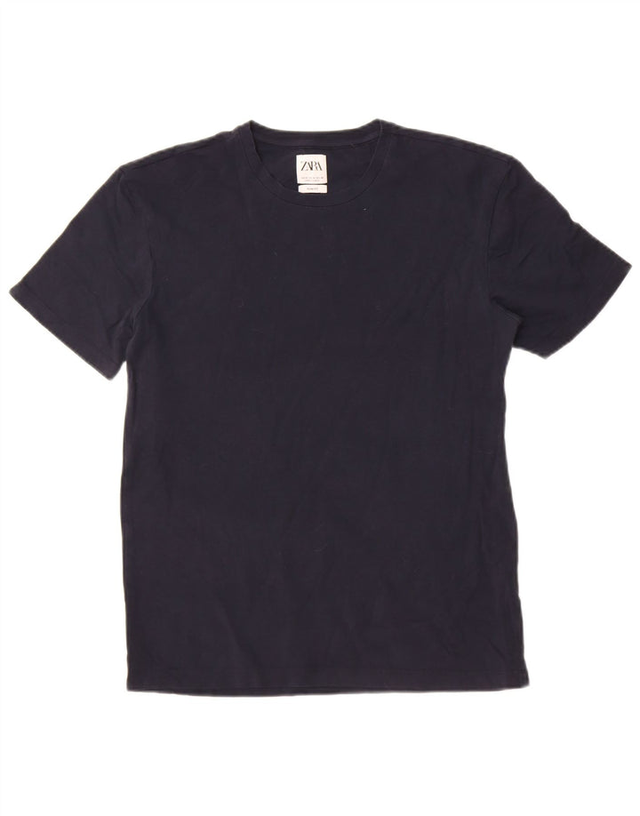 T-shirt Zara da uomo slim fit, top in cotone blu navy medio