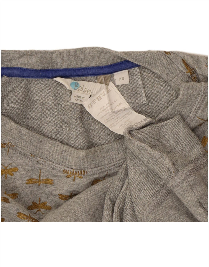 Boden Donna Crop Abstract Pattern Felpa Oversize Maglione UK 6 XS Grigio