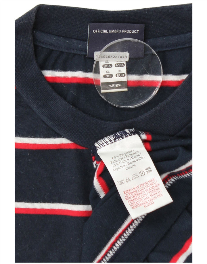 T-shirt da uomo Umbro Top XL poliestere a righe blu navy
