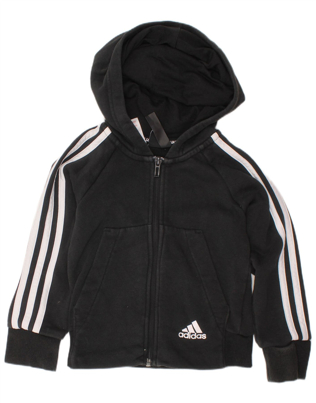 Maglione con cappuccio e zip ADIDAS per ragazzi 4-5 anni in cotone nero