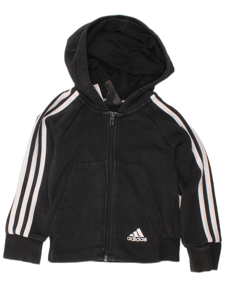 Maglione con cappuccio e zip ADIDAS per ragazzi 4-5 anni in cotone nero