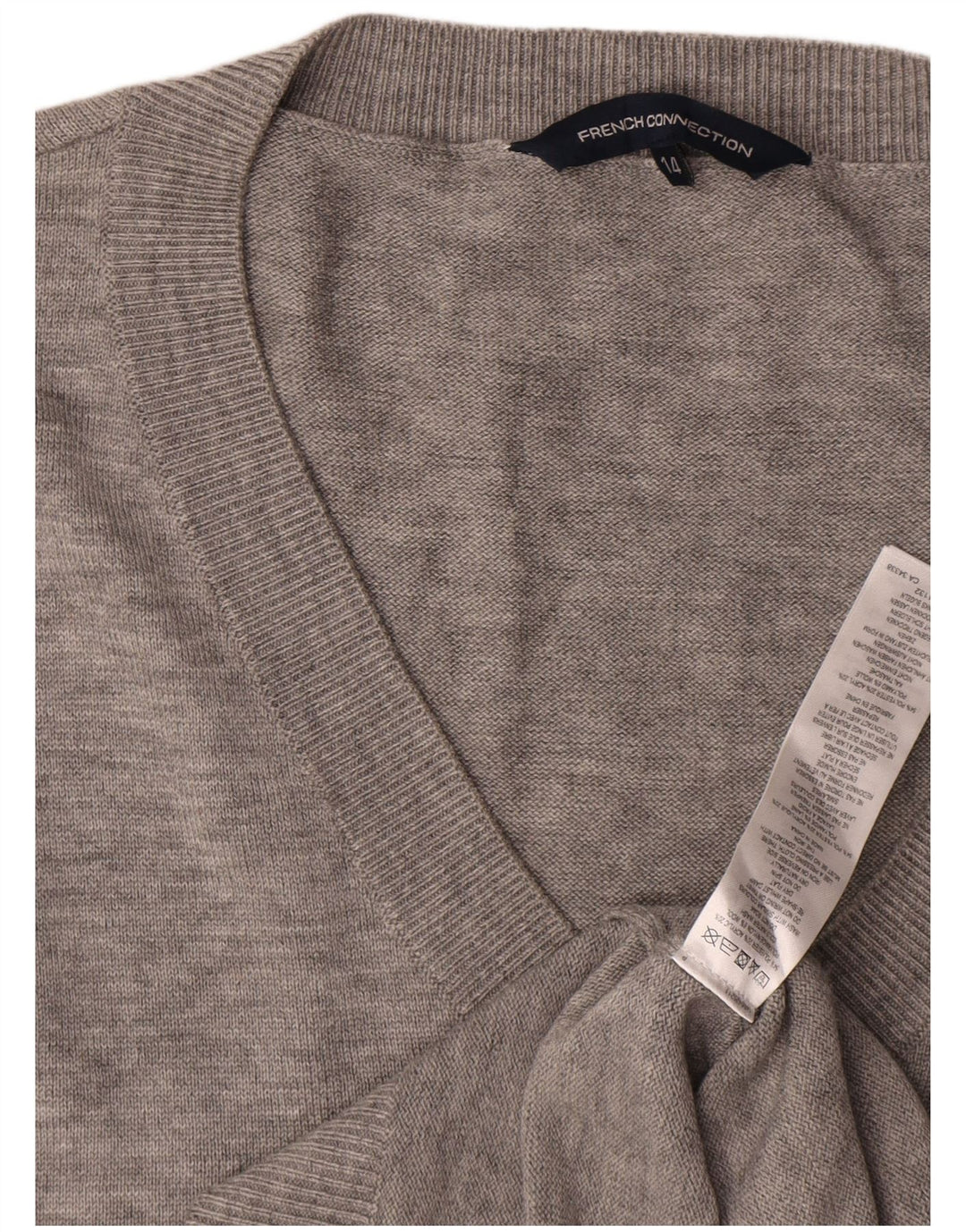 Abito maglione da donna French Connection UK 14 Grande poliestere screziato grigio