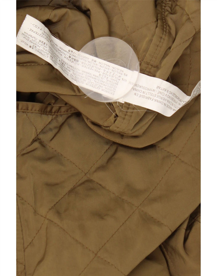 Giacca trapuntata con cappuccio da donna ZARA UK 14 medio poliestere kaki
