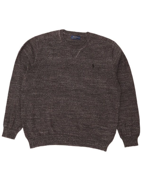 Polo Ralph Lauren Maglione girocollo da uomo in cotone grande grigio screziato