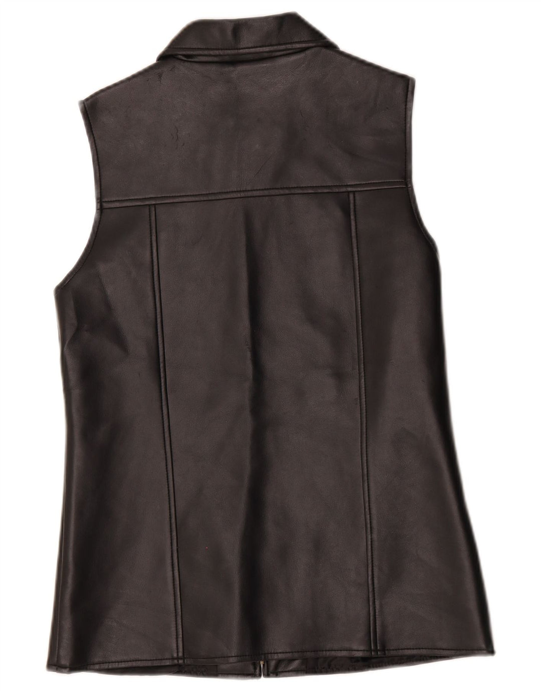 Gilet in pelle da donna vintage UK 10 piccolo nero
