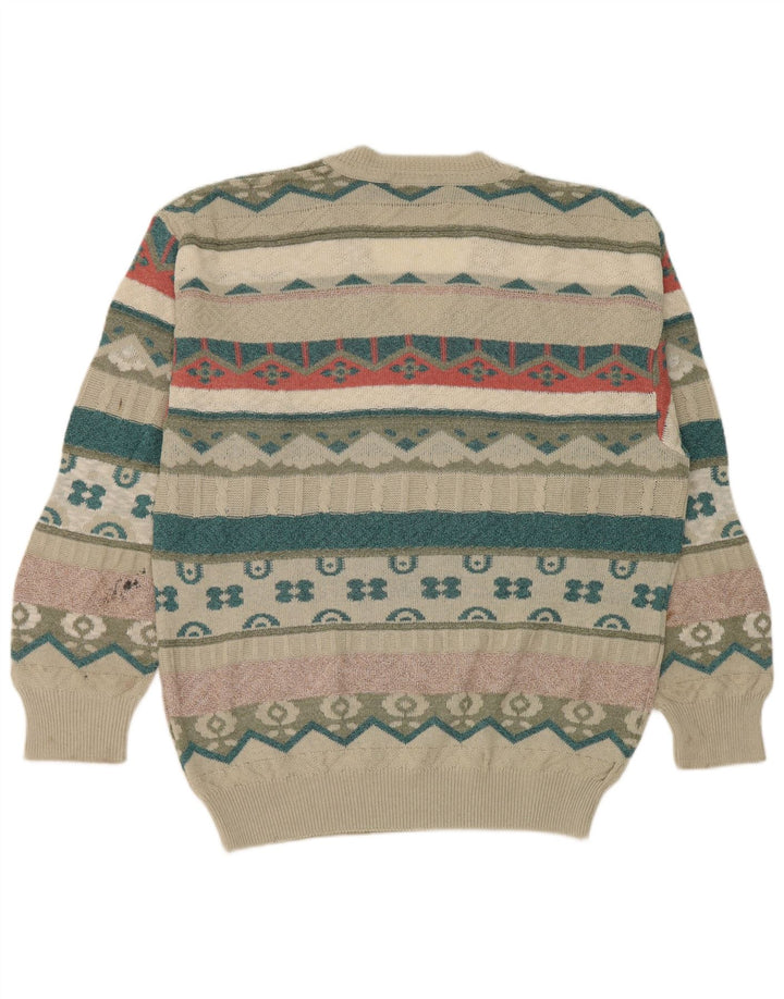 Maglione maglione vestibilità regolare da uomo della South Coast, grande retrò geometrico beige