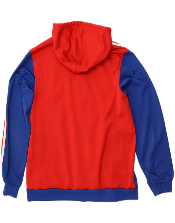 Maglione con cappuccio e zip grafica da uomo ADIDAS grande in poliestere color block blu