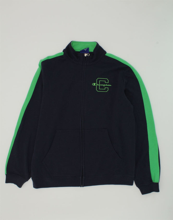 CHAMPION Boys Tracksuit Top Jacket 13-14 Years XL  Navy Blue Colourblock | Vintage Champion | Thrift | Second-Hand Champion | Used Clothing | Messina Hembry 