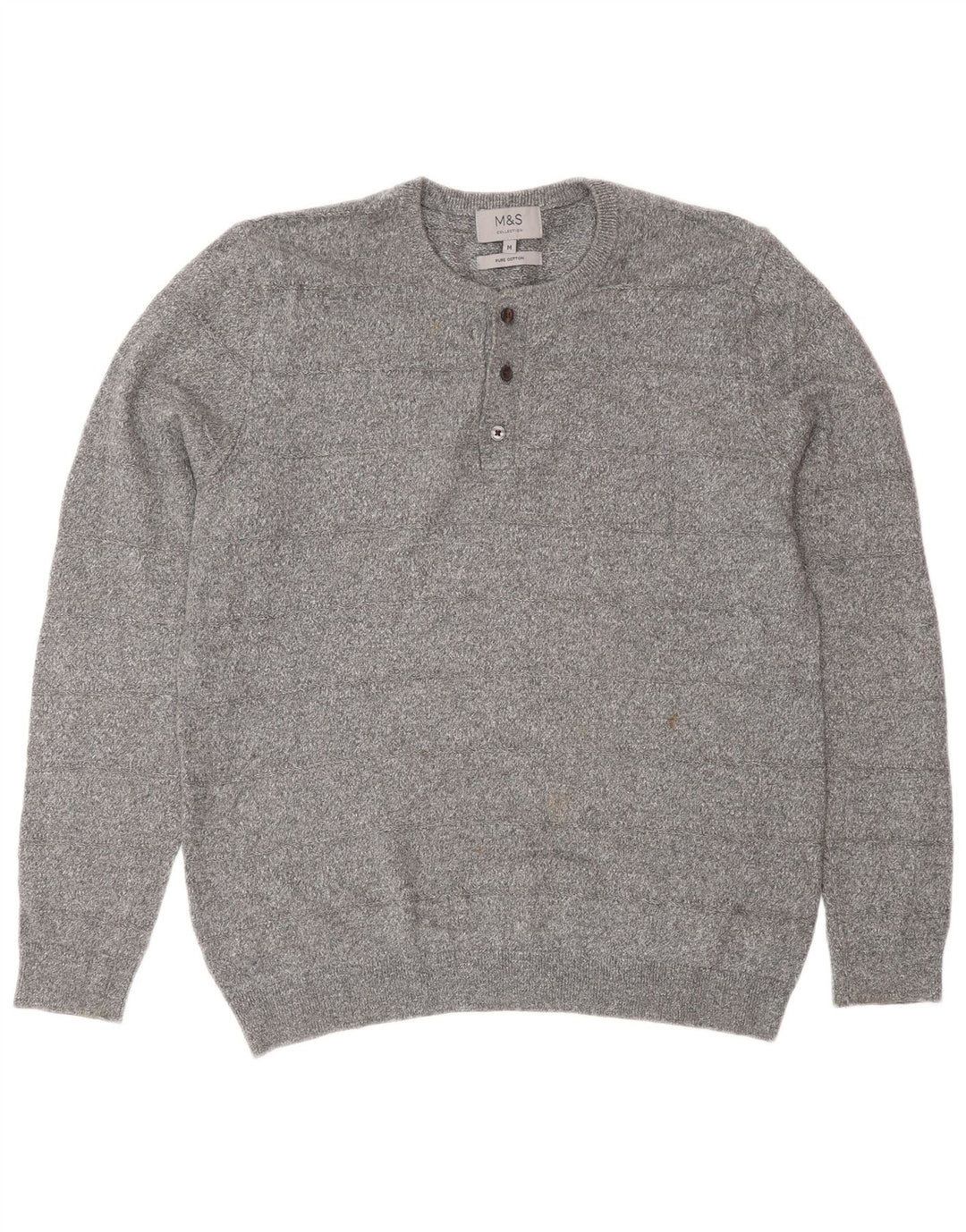 Maglione maglione girocollo da uomo Marks & Spencer in cotone grigio medio