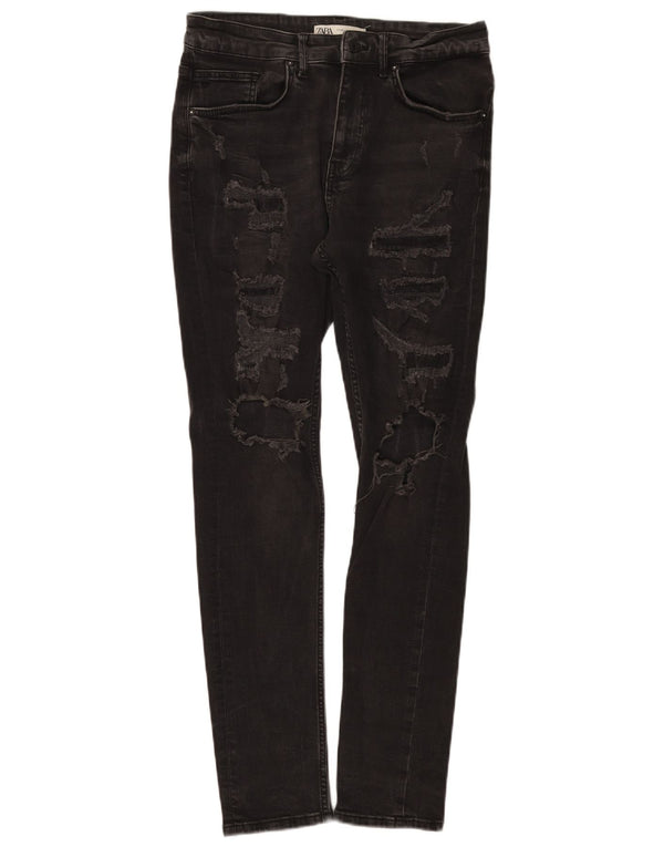 Jeans skinny effetto consumato Zara da uomo EU 40 medio W31 L30 cotone nero