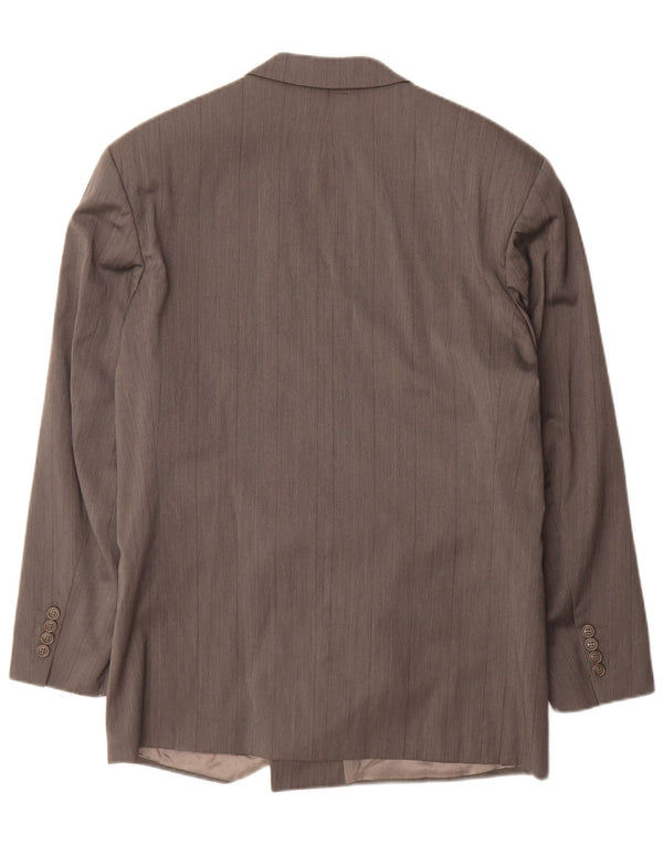 Giacca blazer doppiopetto da uomo Hugo Boss IT 50 grande lana a righe grigie