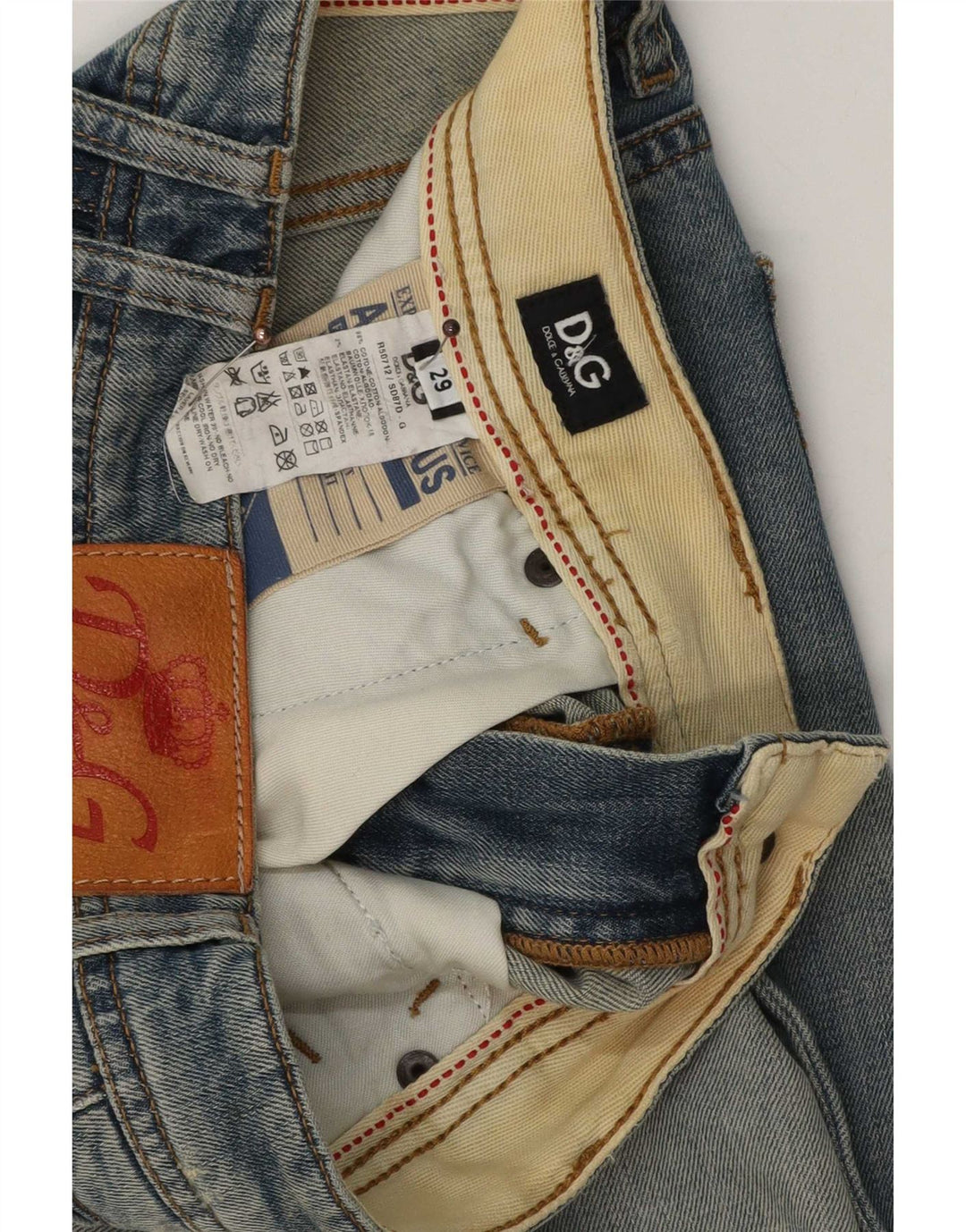 Jeans slim invecchiati da donna Dolce & Gabbana W29 L33 cotone blu