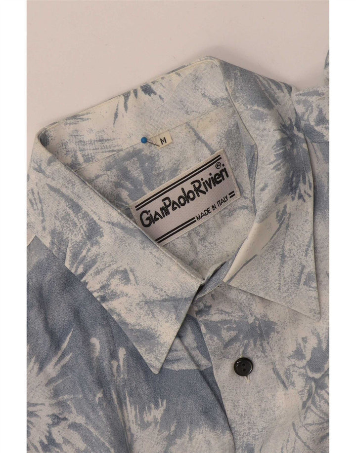 Camicia vintage da uomo a maniche corte blu medio tie dye