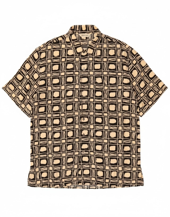 Camicia vintage da uomo a maniche corte grande nera geometrica