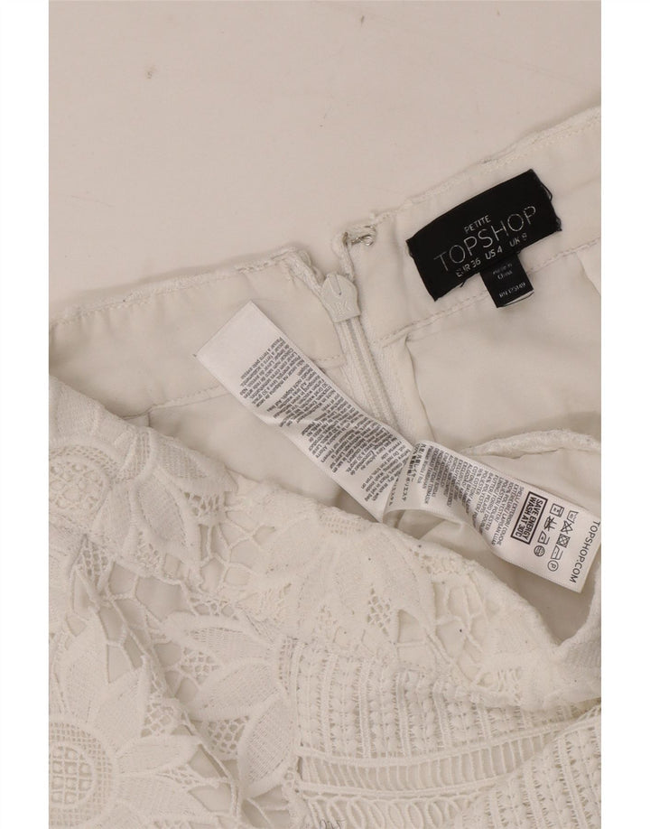 Minigonna da donna Topshop UK 8 piccola W28 poliestere floreale bianco