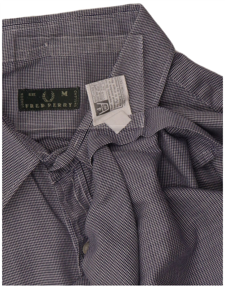 FRED PERRY Camicia Uomo Cotone Gessato Blu Medio