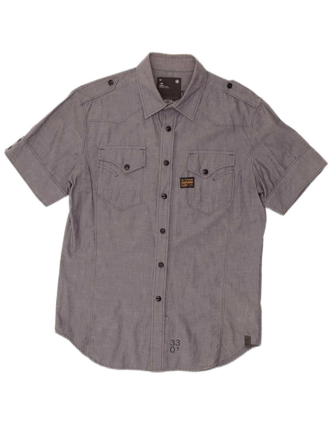 Camicia militare a maniche corte da uomo G-Star in cotone grigio medio