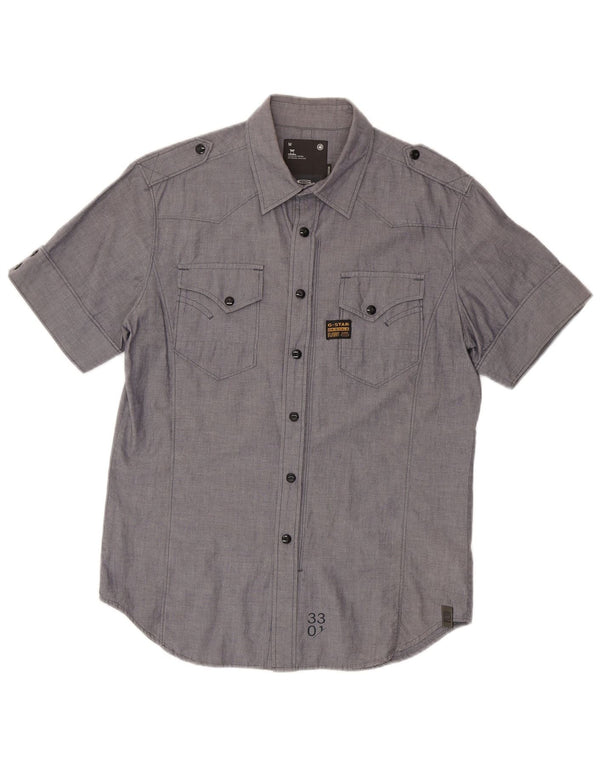Camicia militare a maniche corte da uomo G-Star in cotone grigio medio