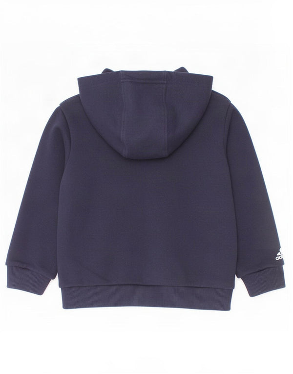 Maglione con cappuccio grafico Adidas da bambino 18-24 mesi in cotone blu navy