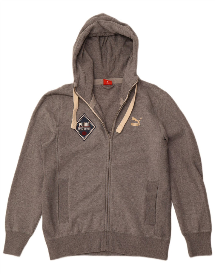 Felpa con cappuccio e zip da uomo PUMA in cotone grigio medio