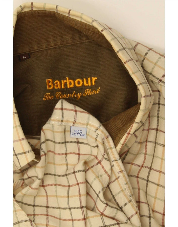Camicia di flanella da uomo Barbour in cotone a quadri beige grande