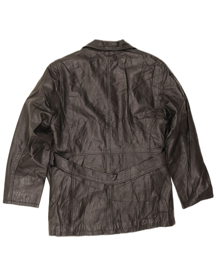 Giacca in pelle da donna vintage UK 14 in pelle nera media