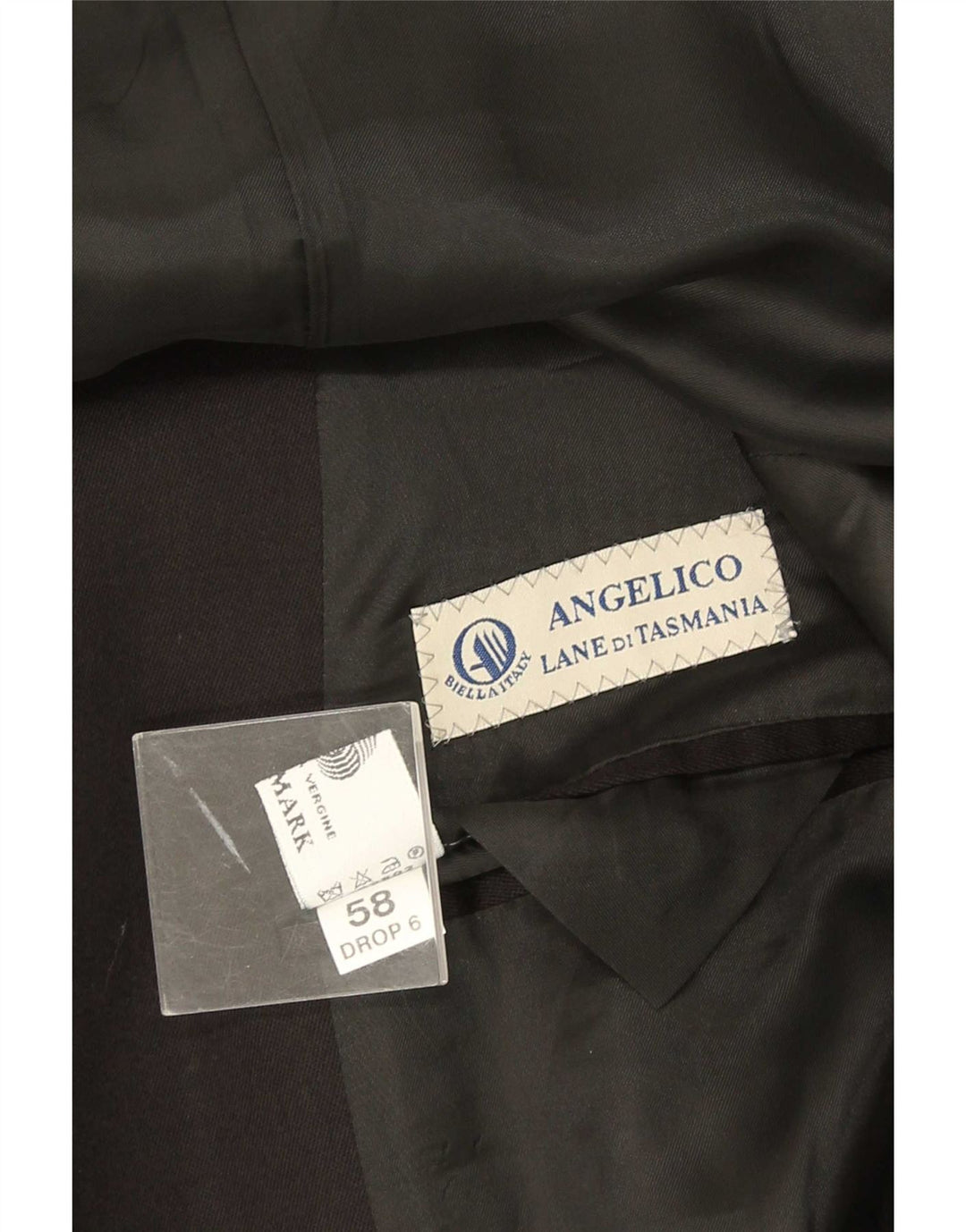 Giacca Blazer Doppiopetto Uomo Angelico IT 58 4XL Lana Nera