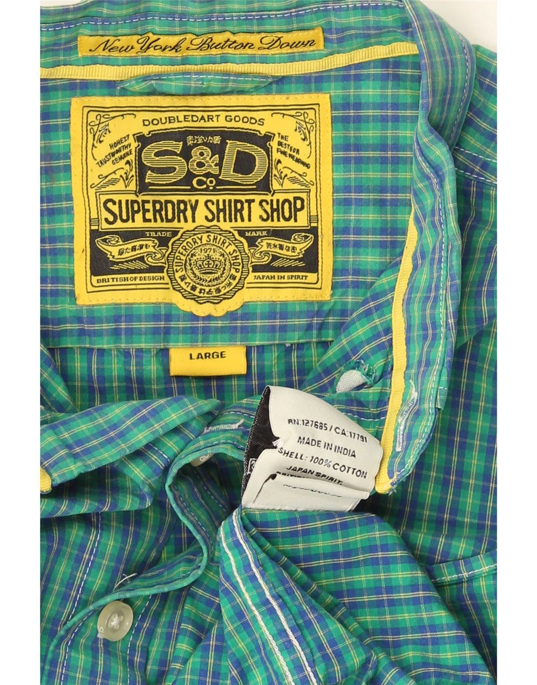 Camicia da uomo Superdry in cotone a quadri grandi blu