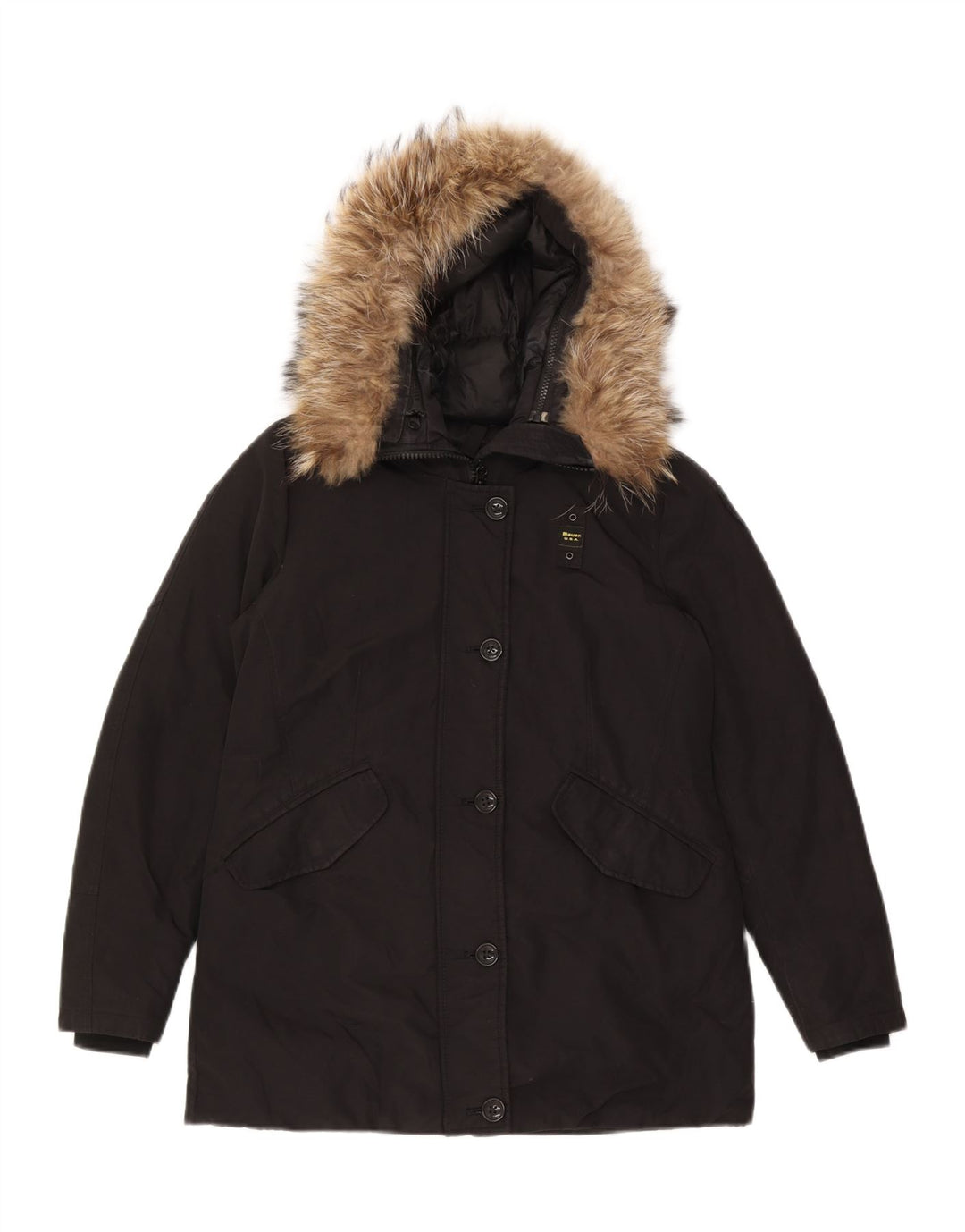 Giacca imbottita oversize con cappuccio da donna Blauer UK 10 piccola in cotone nero