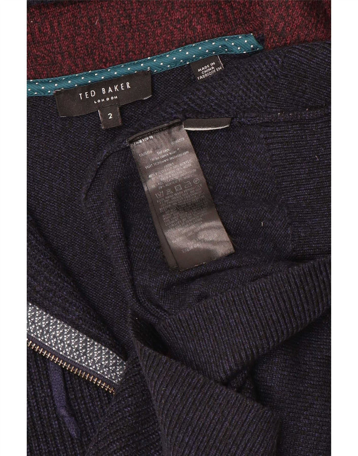 Maglione cardigan con zip intera e cappuccio da uomo Ted Baker taglia 2 piccolo blu navy