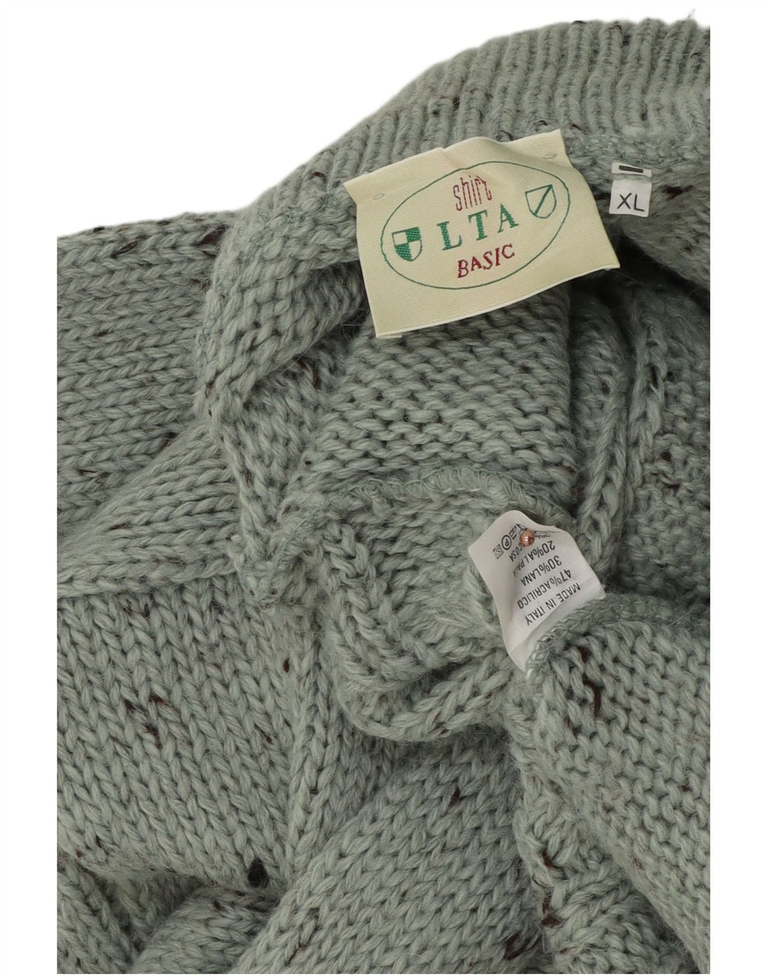 Maglione maglione vintage da uomo con collo alto XL in acrilico chiazzato verde