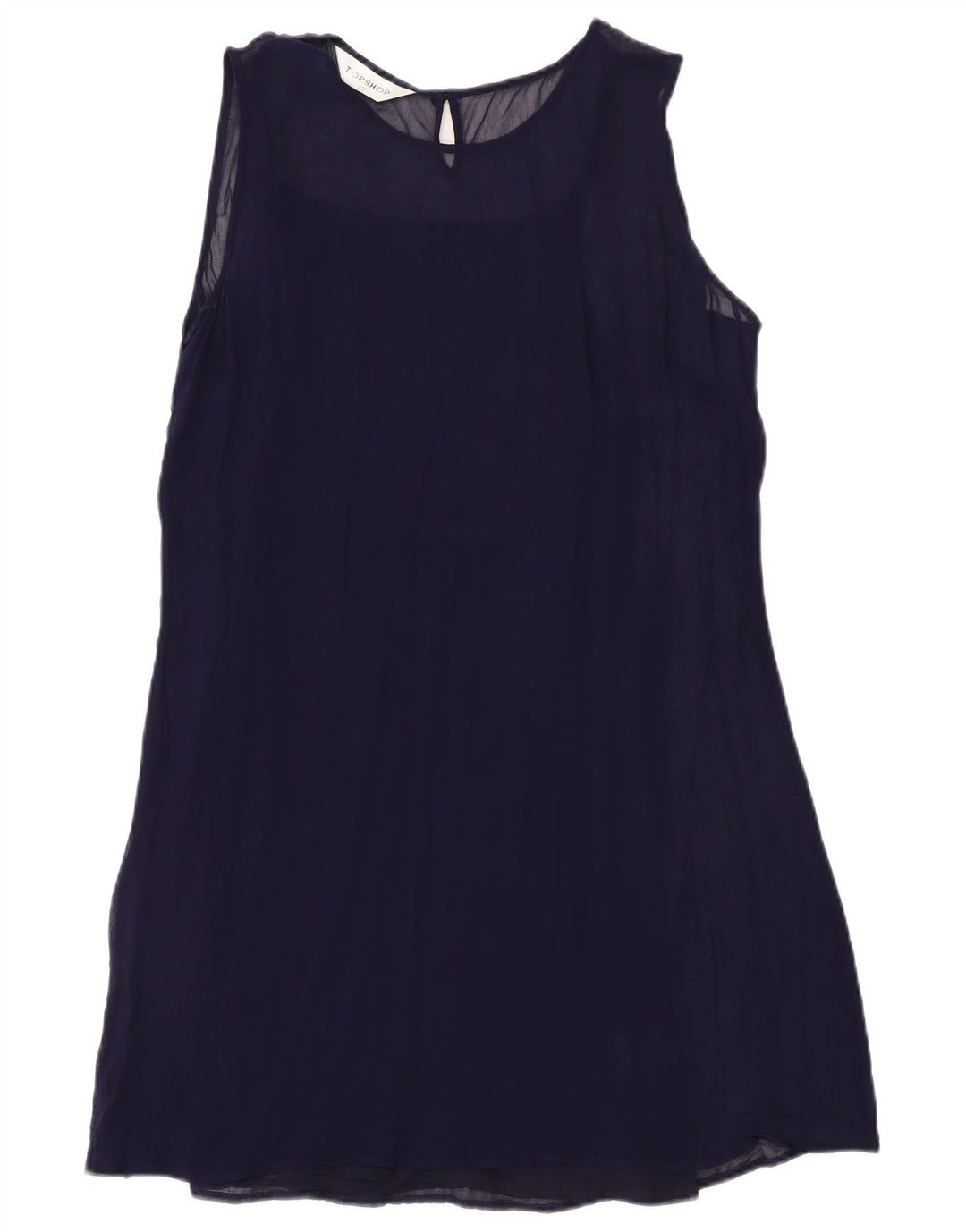 Topshop Abito a trapezio senza maniche da donna UK 12 Viscosa medio blu navy