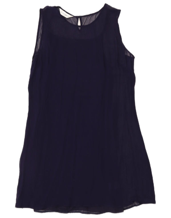 Topshop Abito a trapezio senza maniche da donna UK 12 Viscosa medio blu navy