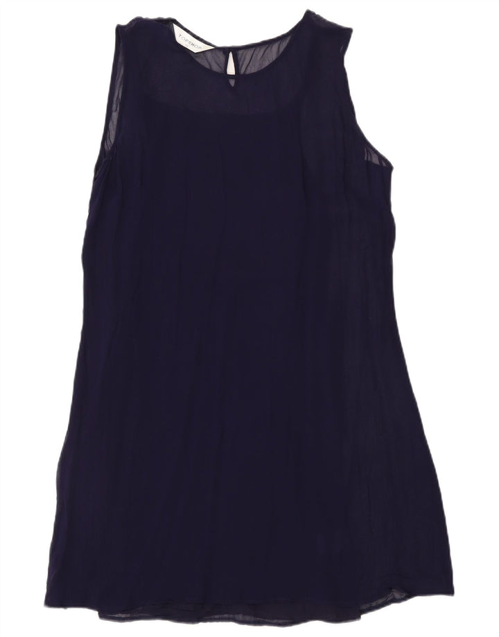 Topshop Abito a trapezio senza maniche da donna UK 12 Viscosa medio blu navy