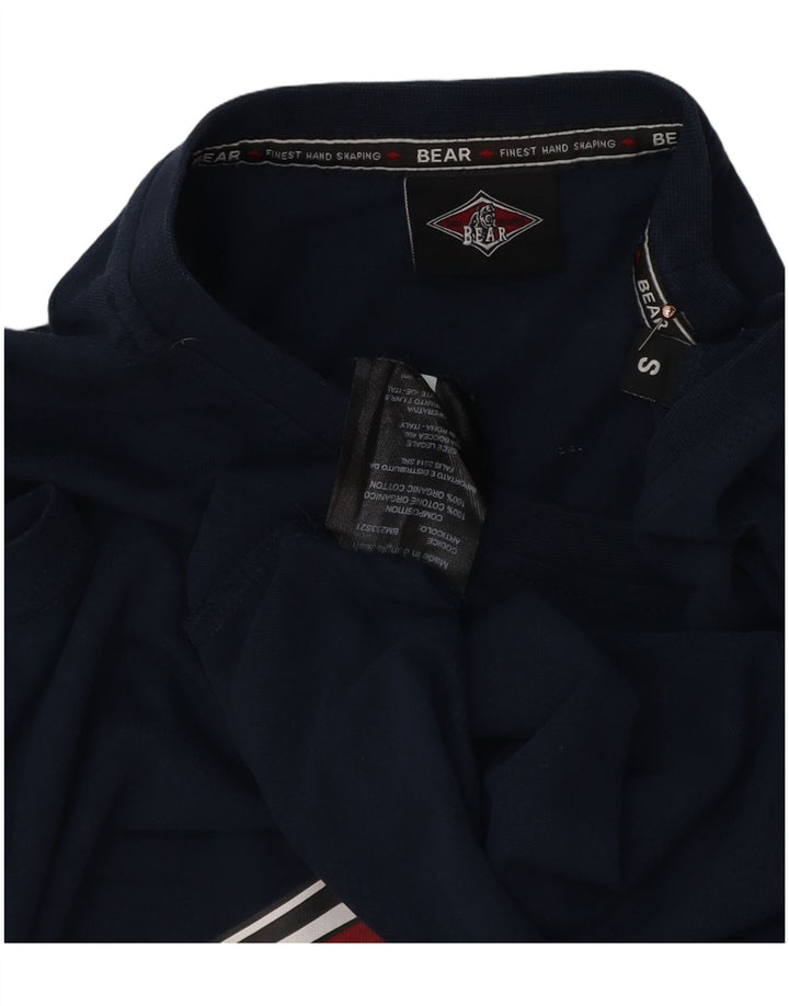 T-shirt grafica da uomo Bear Top piccola in cotone blu navy