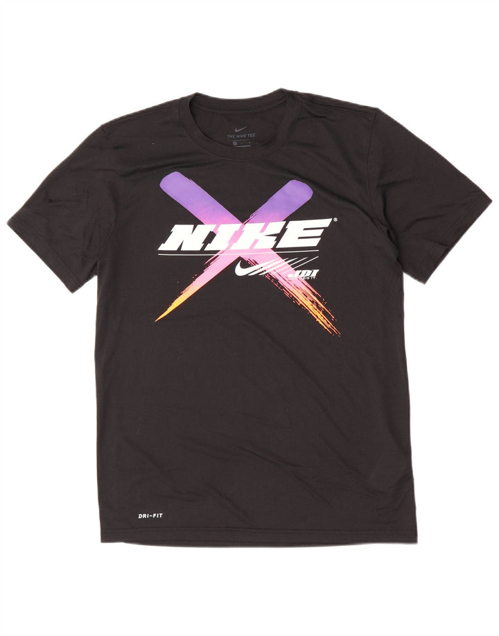 T-shirt grafica Nike Dri Fit da uomo, parte superiore in poliestere nero medio
