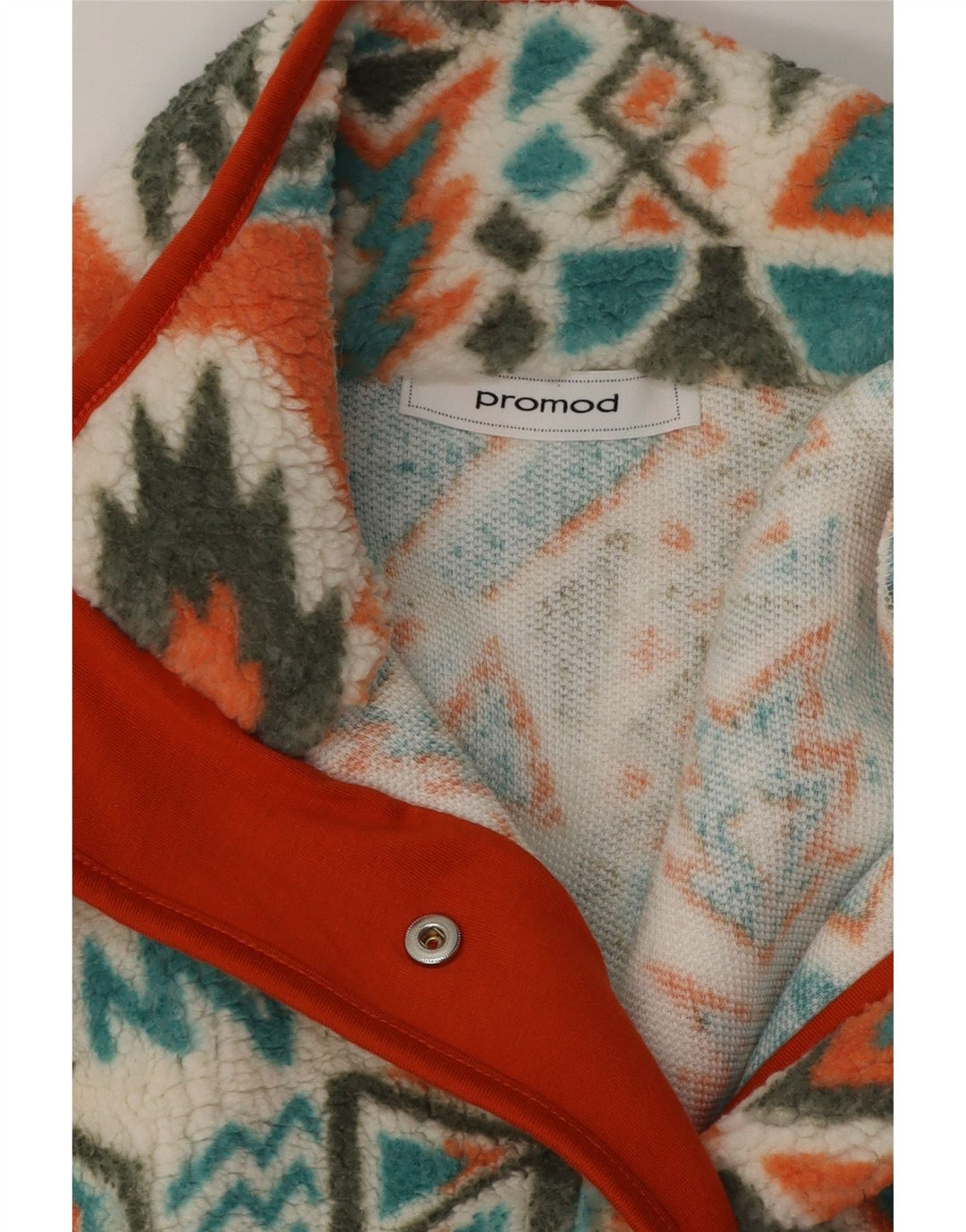 Maglione in pile da donna Promod con bottoni sul retro UK 20 2XL Fair Isle multicolore