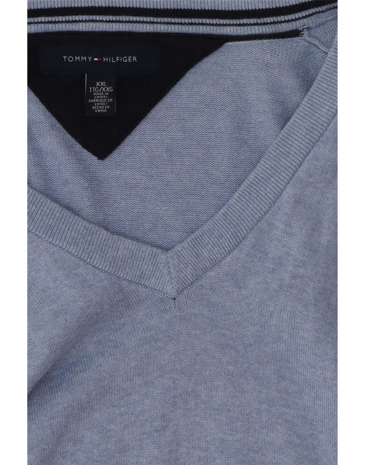 Maglione maglione con scollo a V da uomo Tommy Hilfiger 2XL Blu