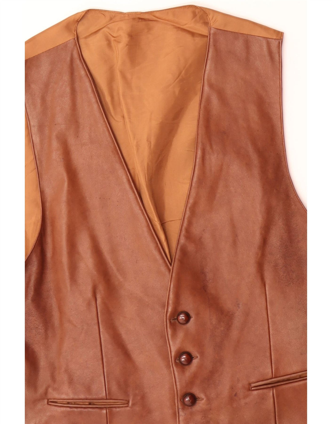 Gilet in pelle da uomo VINTAGE grande in pelle marrone