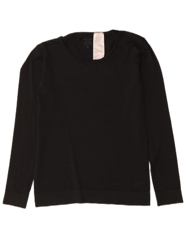 Maglia Nike Dri Fit da uomo a maniche lunghe, poliestere nero medio
