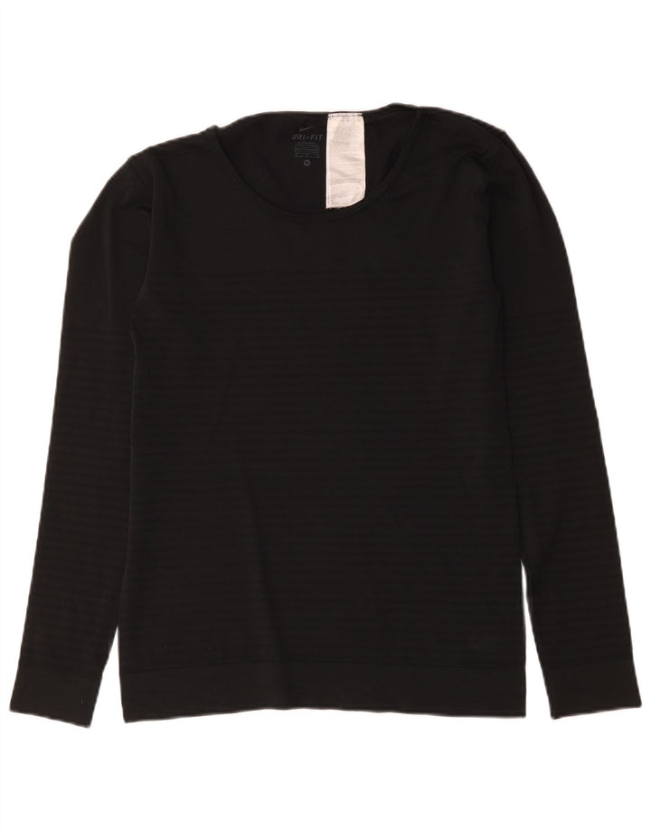 Maglia Nike Dri Fit da uomo a maniche lunghe, poliestere nero medio