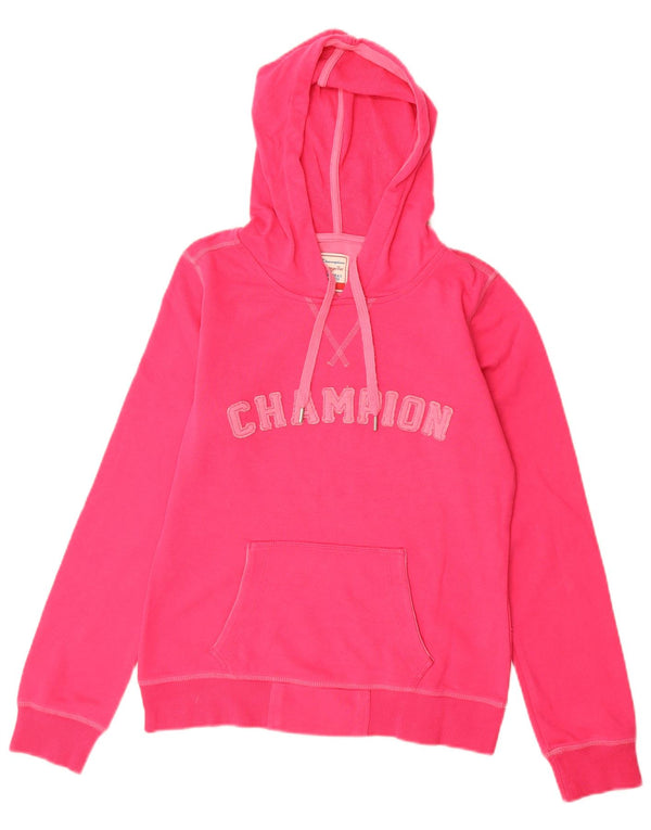 CHAMPION Maglione con cappuccio grafico da donna Heritage Fit UK 10 piccolo cotone rosa