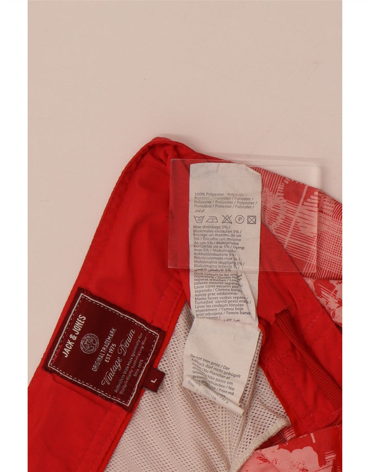 Pantaloncini da bagno da uomo Jack & Jones grandi in poliestere floreale rosso
